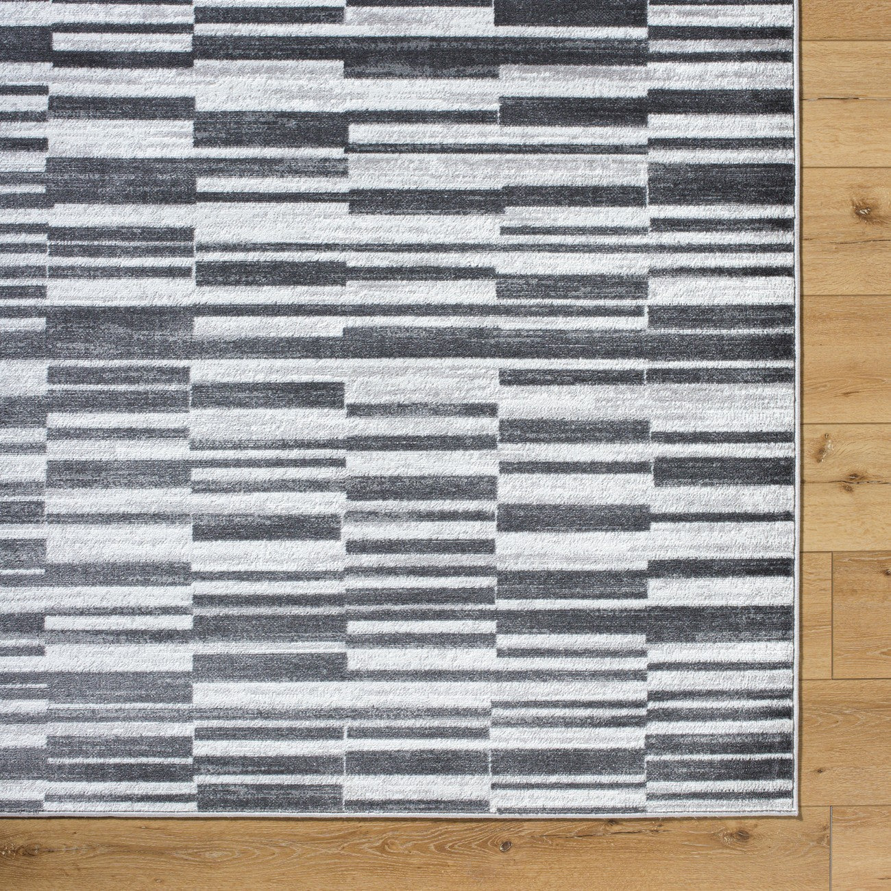 VARTIKA Scandi Modern Black Area Rug Overhead
