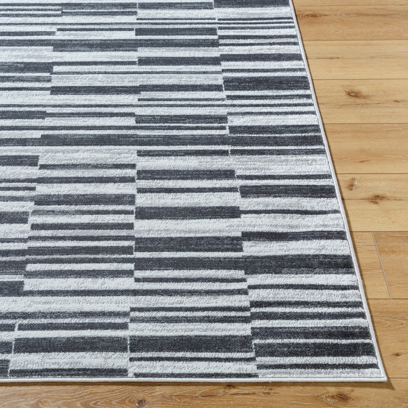 VARTIKA Scandi Modern Black Area Rug Front