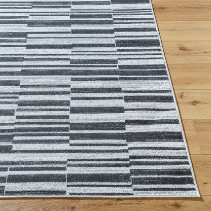 VARTIKA Scandi Modern Black Area Rug Front
