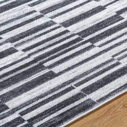 VARTIKA Scandi Modern Black Area Rug Texture