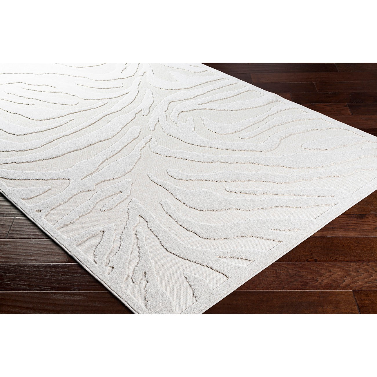 VEERA Indoor & Outdoor Modern Cream Area Rug Corner