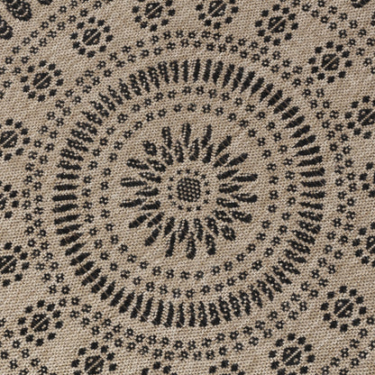 VERA Round Indoor & Outdoor Cottage Jute-Look Beige/Black Area Rug Swatch