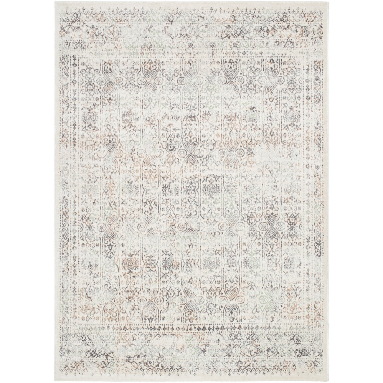 VICKY Vintage Traditional Oriental Boho Medium Grey Area Rug Flat