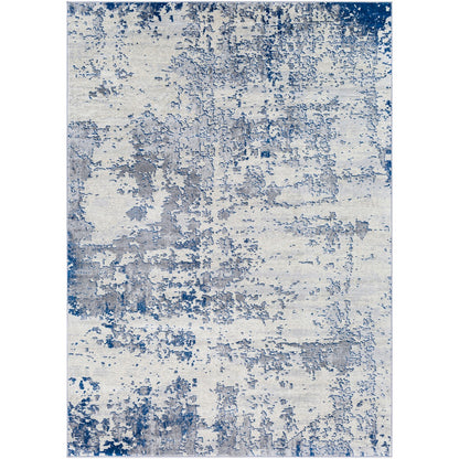 VICTOIRE Abstract Modern Marble Dark Blue Area Rug Flat