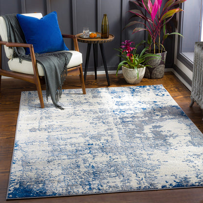 VICTOIRE Abstract Modern Marble Dark Blue Area Rug Roomscene