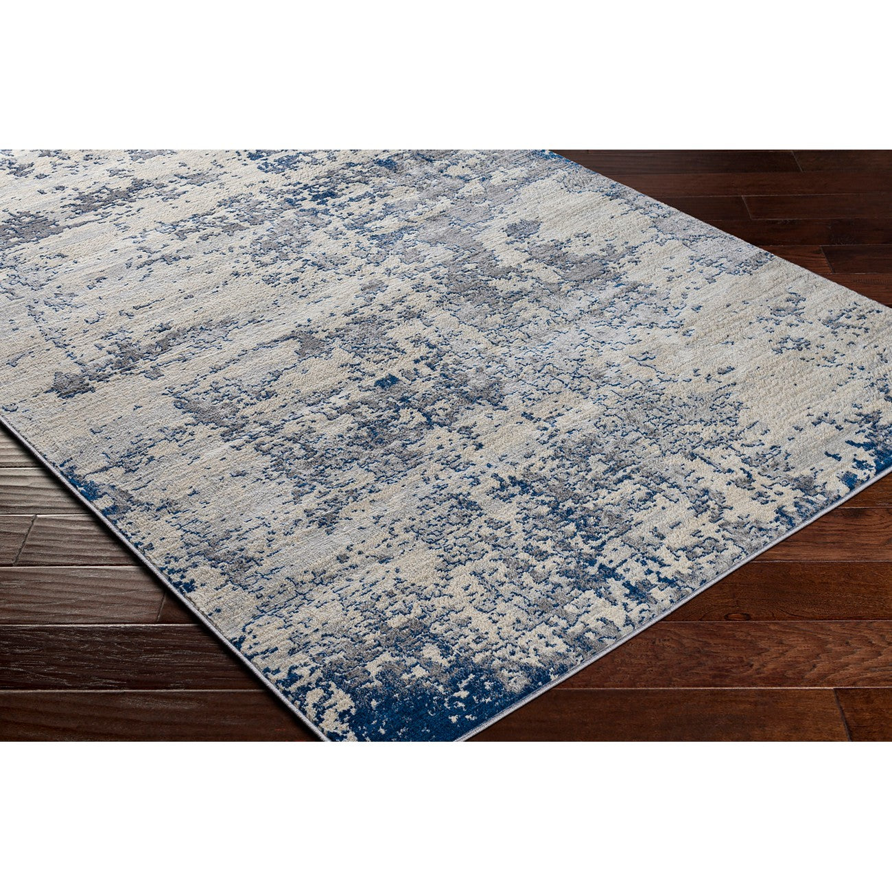 VICTOIRE Abstract Modern Marble Dark Blue Area Rug Corner