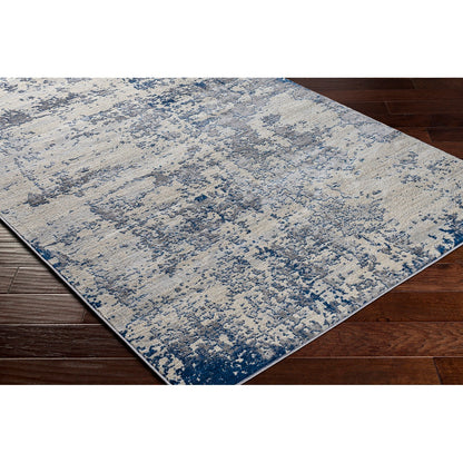 VICTOIRE Abstract Modern Marble Dark Blue Area Rug Corner