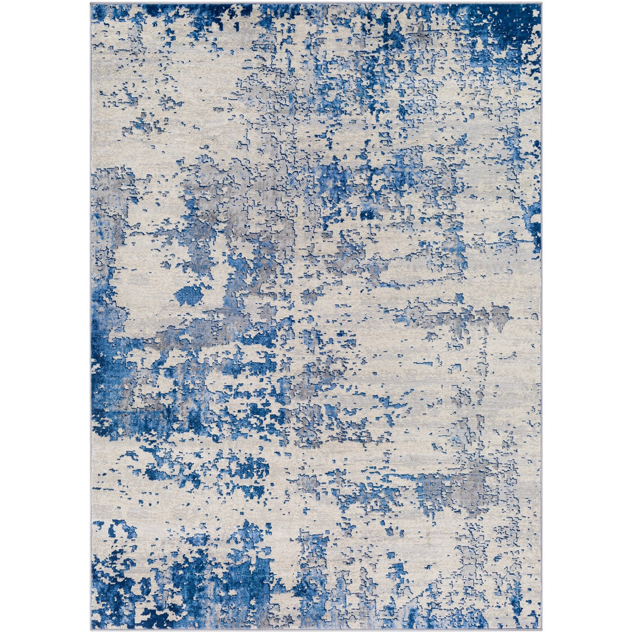 VICTOIRE Abstract Modern Marble Sky Blue Area Rug Flat
