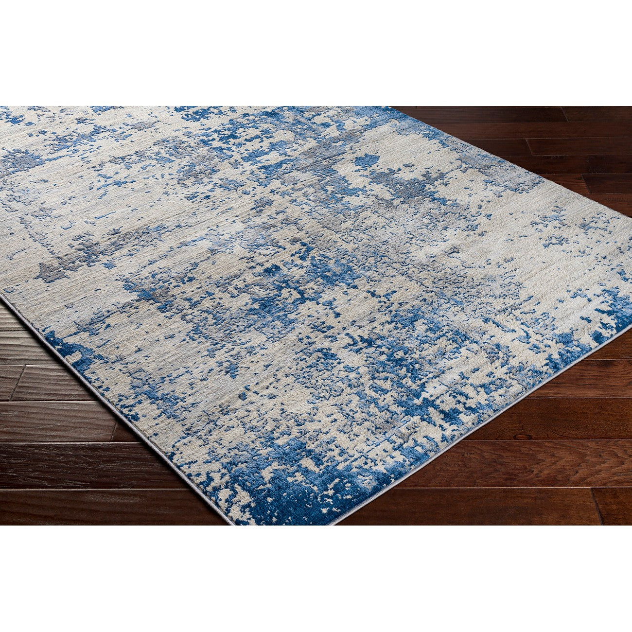 VICTOIRE Abstract Modern Marble Sky Blue Area Rug Corner