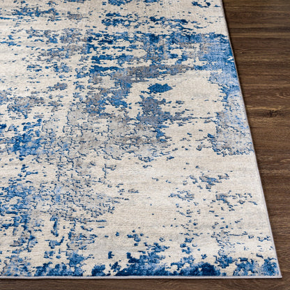 VICTOIRE Abstract Modern Marble Sky Blue Area Rug Front