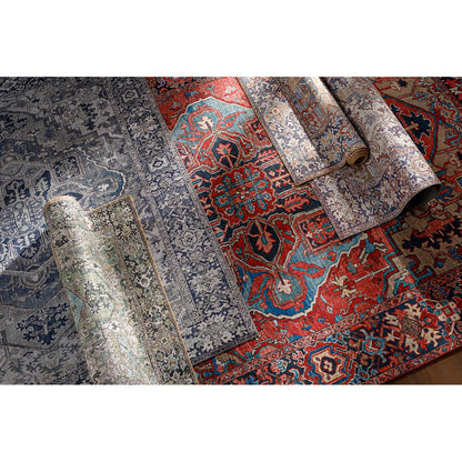VIORRICA Vintage Oriental Boho Bright Red/Navy/Wheat/Ice Blue/Grass Area Rug Styleshot