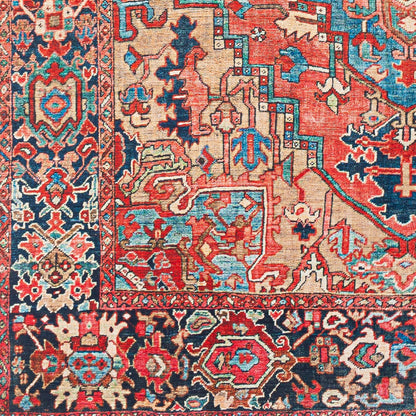 VIORRICA Vintage Oriental Boho Bright Red/Navy/Wheat/Ice Blue/Grass Area Rug Swatch