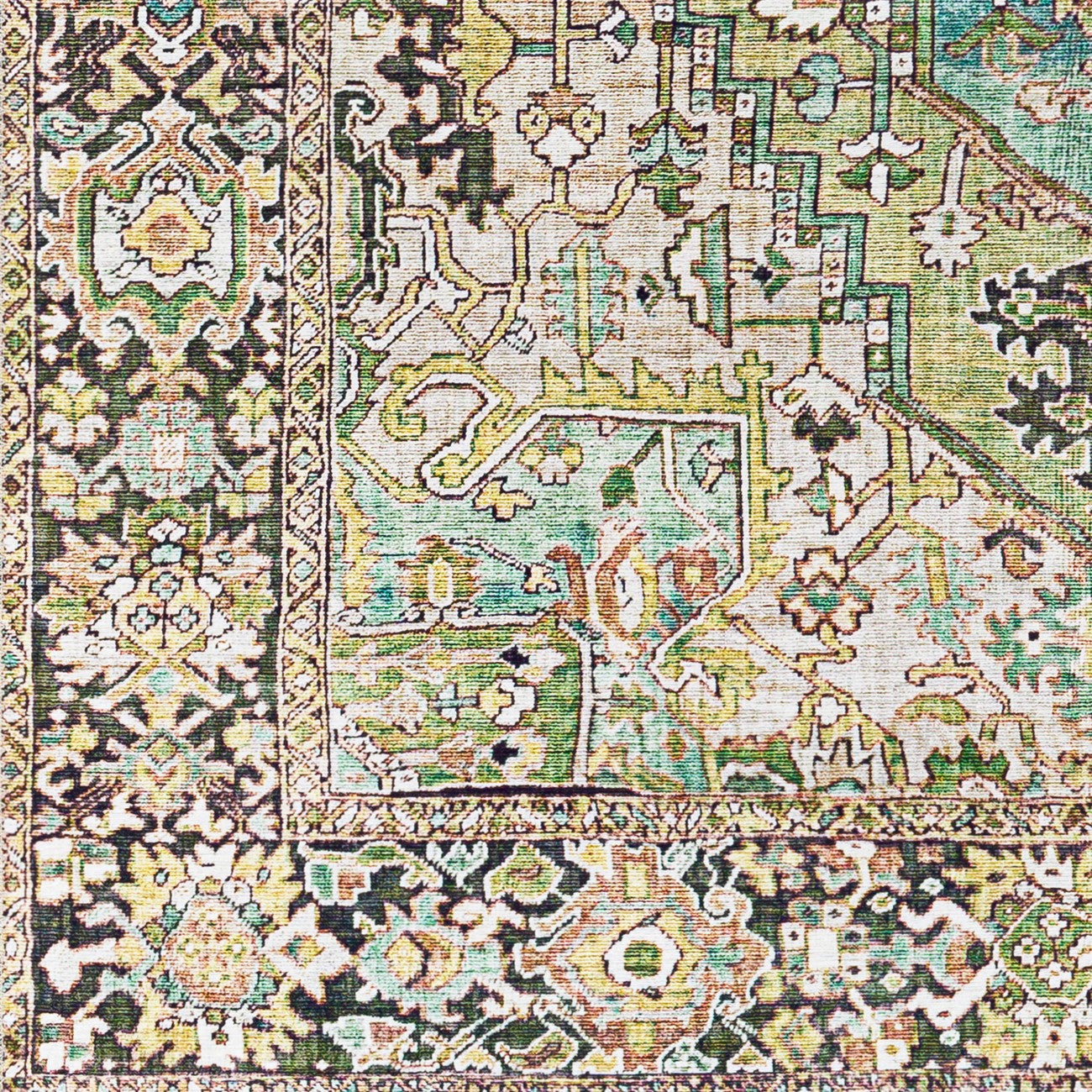VIORRICA Vintage Oriental Boho Dark Green Area Rug Swatch