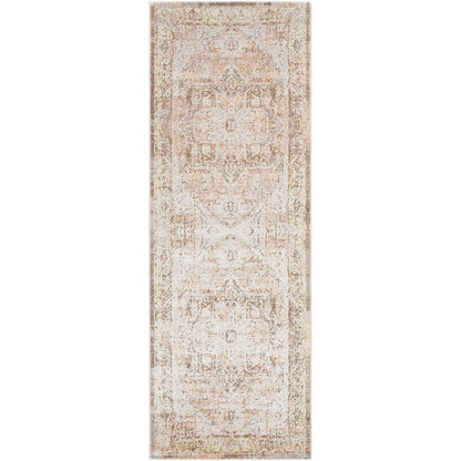 VIVIAN RIDGE Machine Washable Traditional Boho Clay/Dark Brown Area Rug Flat