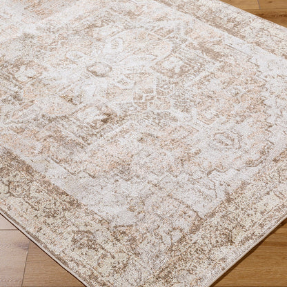 VIVIAN RIDGE Machine Washable Traditional Boho Clay/Dark Brown Area Rug Corner