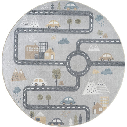 City Roads Rug - Machine Washable Kids Room Rug Flat