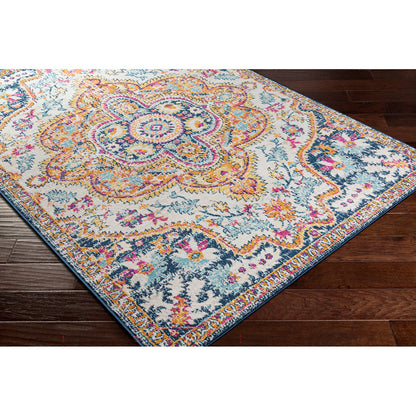 WILLOW Vintage Traditional Oriental Boho Navy Area Rug Corner