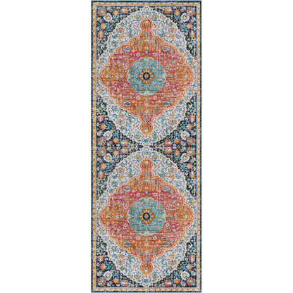 WREN Vintage Traditional Oriental Boho Bright Orange Area Rug Flat