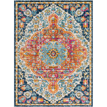 WREN Vintage Traditional Oriental Boho Bright Orange Area Rug Flat