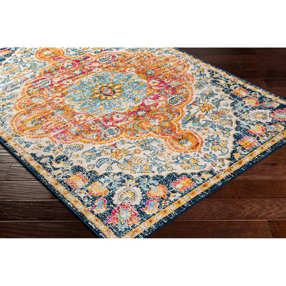 WREN Vintage Traditional Oriental Boho Bright Orange Area Rug Corner