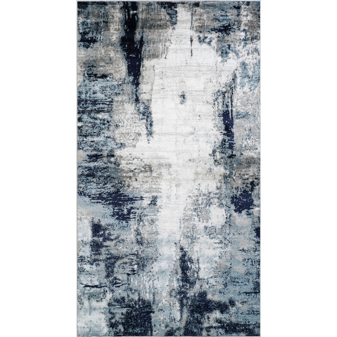 GIULIA Abstract Modern Marble Aqua/Navy Area Rug Flat