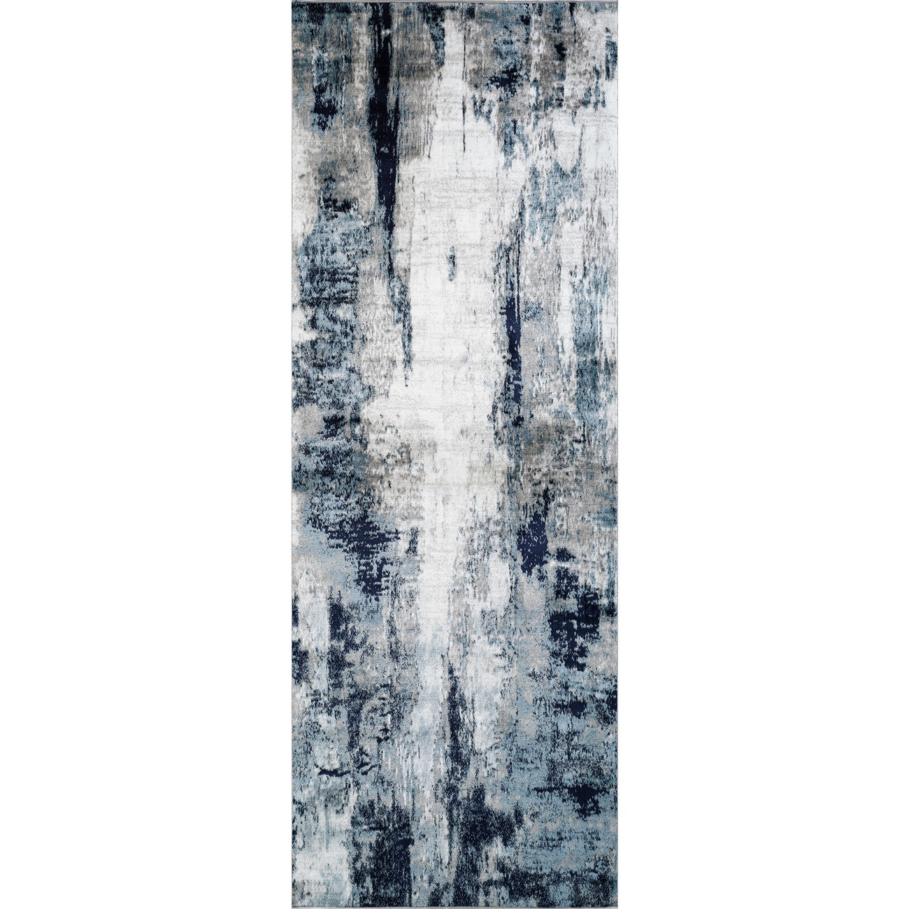 GIULIA Abstract Modern Marble Aqua/Navy Area Rug Flat