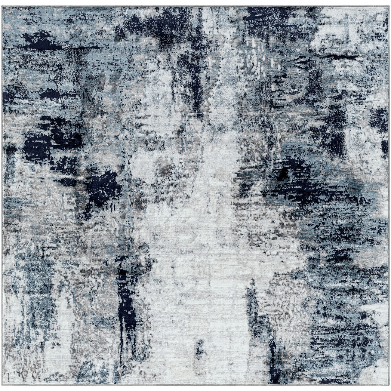 GIULIA Abstract Modern Marble Aqua/Navy Area Rug Flat