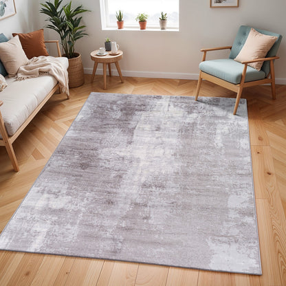 GIULIA Abstract Modern Marble Light Grey Area Rug Roomscene