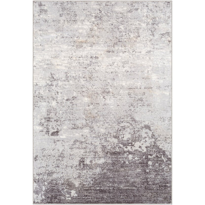 FIONA ROBERT Abstract Modern Marble Silver Grey Area Rug Flat