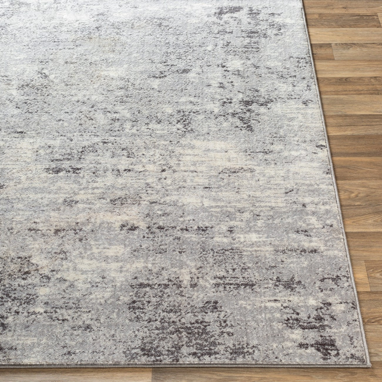FIONA ROBERT Abstract Modern Marble Silver Grey Area Rug Front