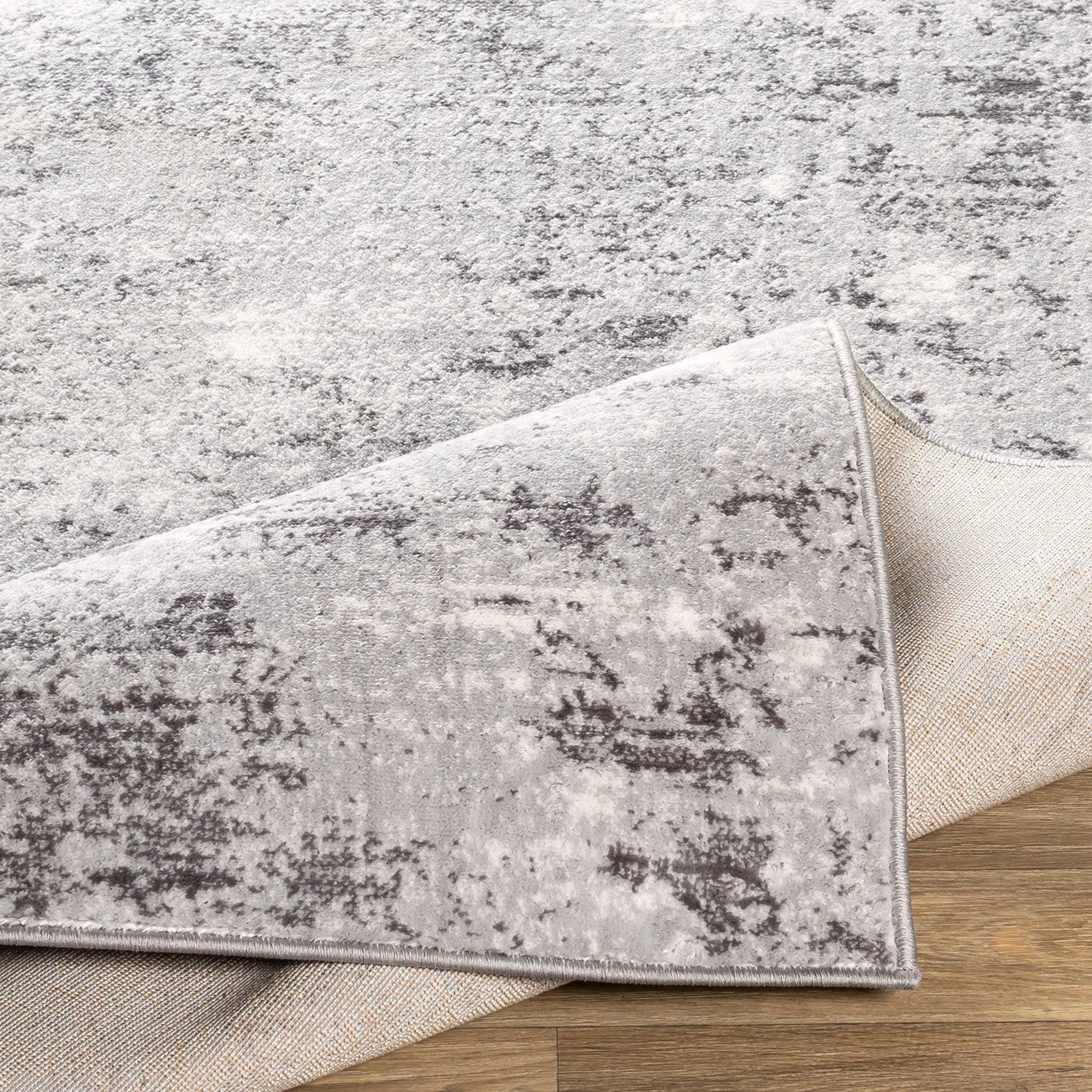 FIONA ROBERT Abstract Modern Marble Silver Grey Area Rug Fold