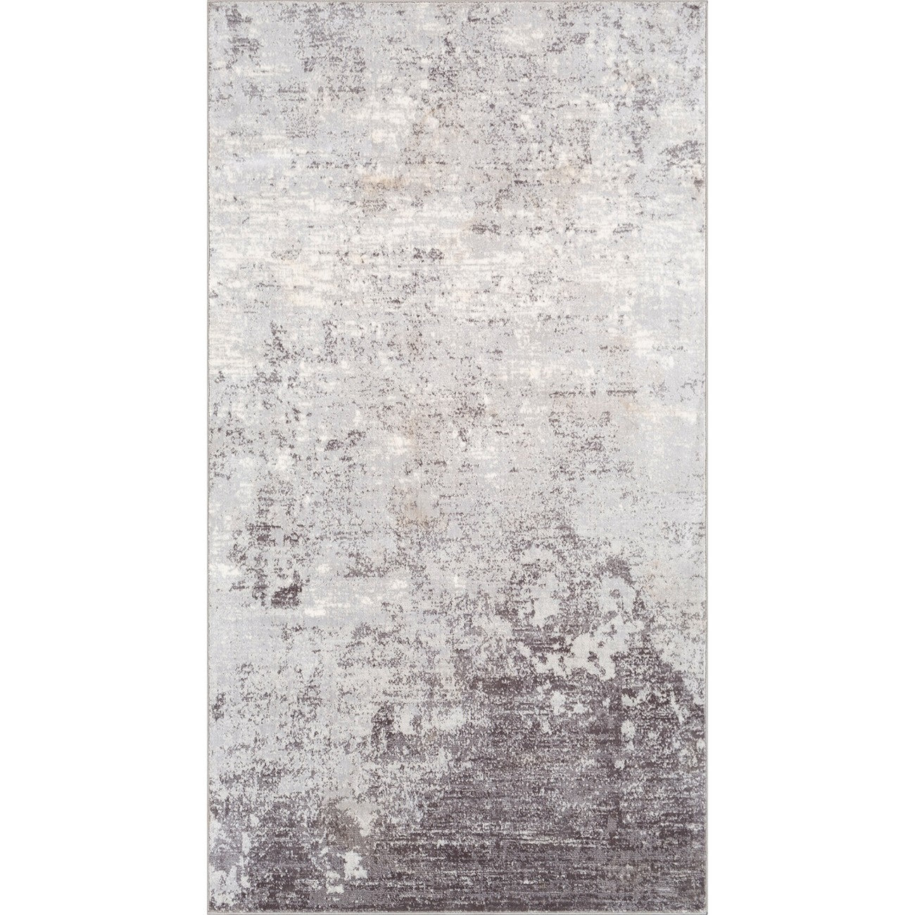 FIONA ROBERT Abstract Modern Marble Silver Grey Area Rug Flat