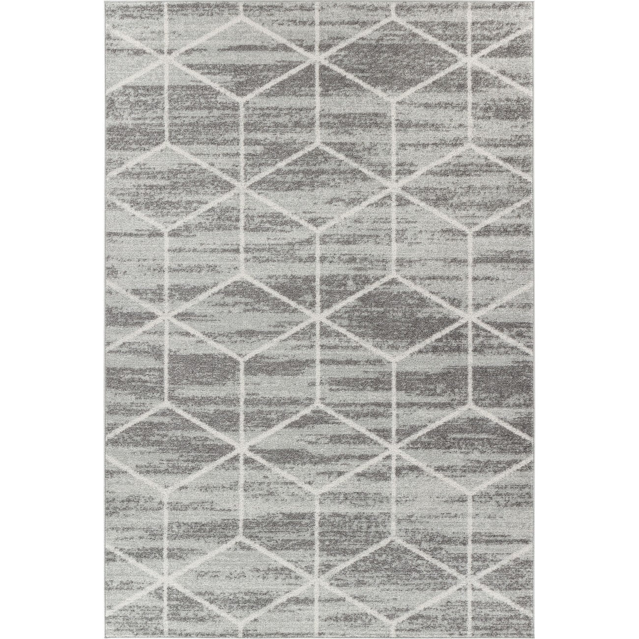 XION Scandi Geometric Grey/White Area Rug Flat
