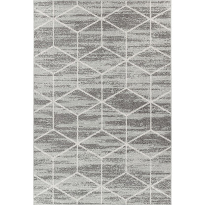 XION Scandi Geometric Grey/White Area Rug Flat
