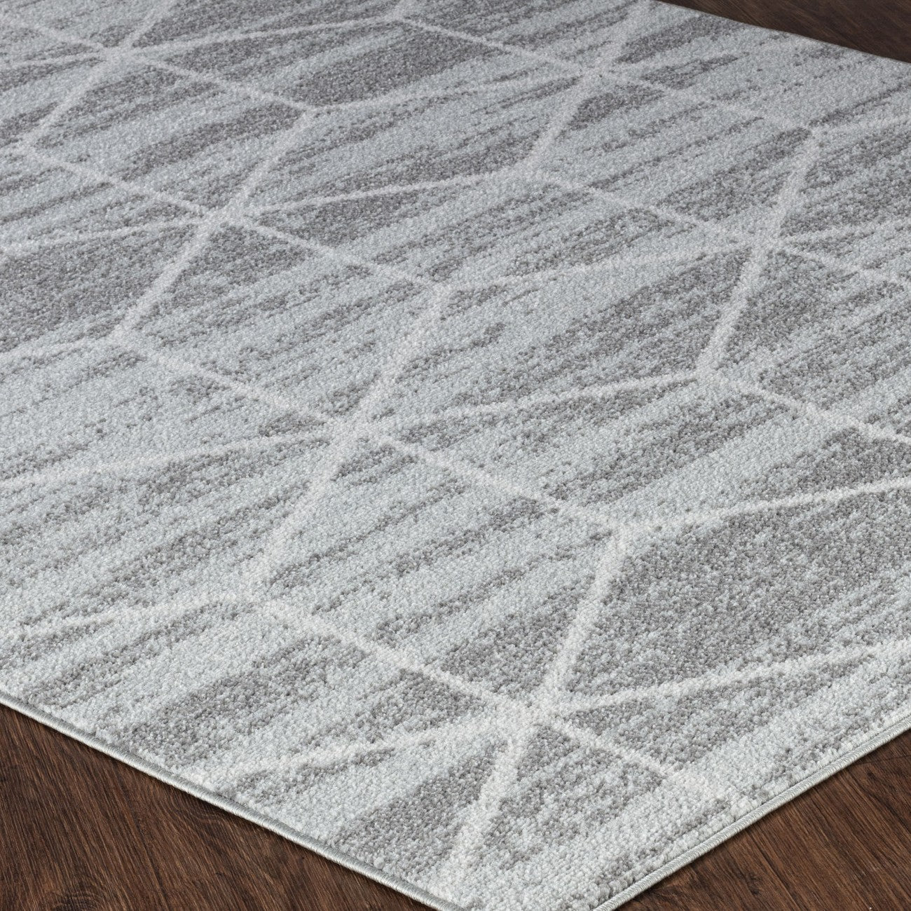 XION Scandi Geometric Grey/White Area Rug Corner
