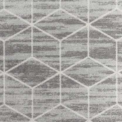 XION Scandi Geometric Grey/White Area Rug Swatch