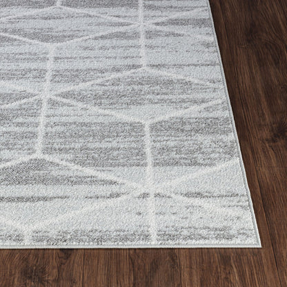 XION Scandi Geometric Grey/White Area Rug Front