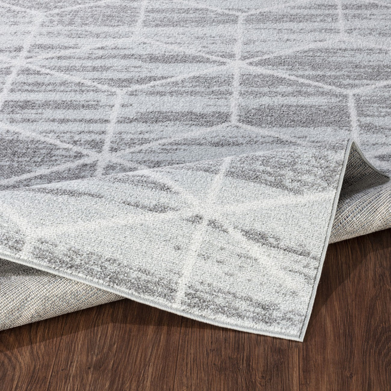 XION Scandi Geometric Grey/White Area Rug Fold