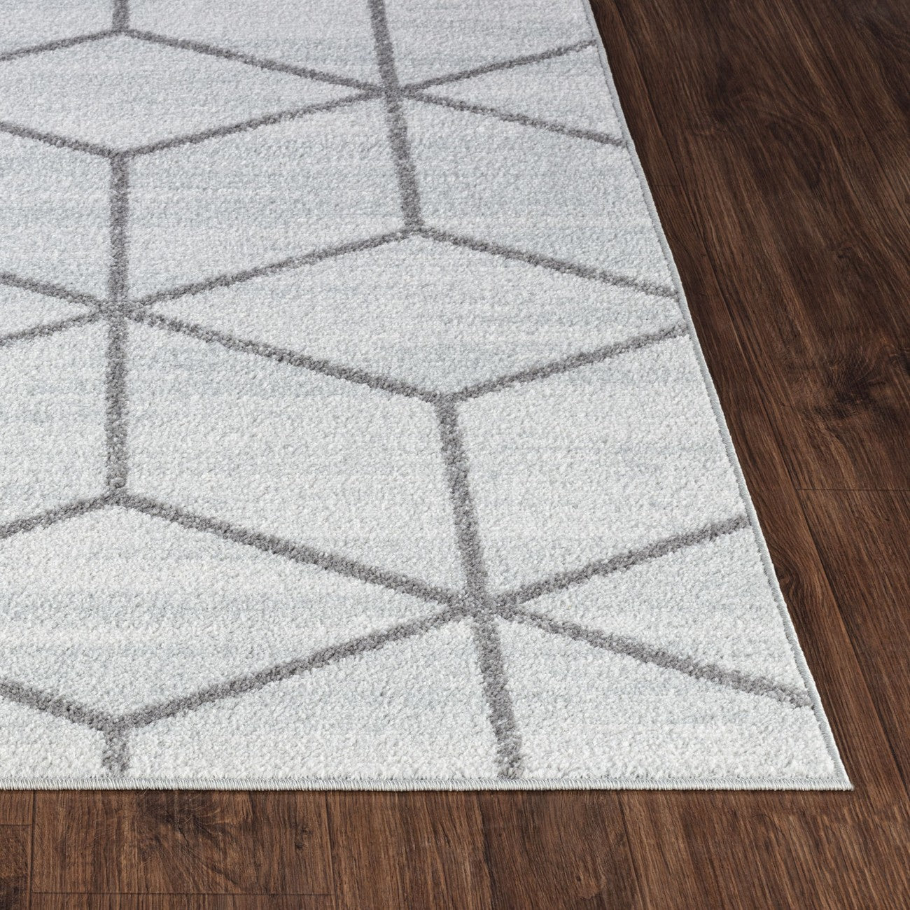 XION Scandi Geometric White/Grey Area Rug Front