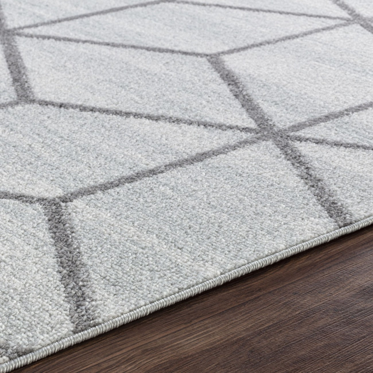 XION Scandi Geometric White/Grey Area Rug Texture