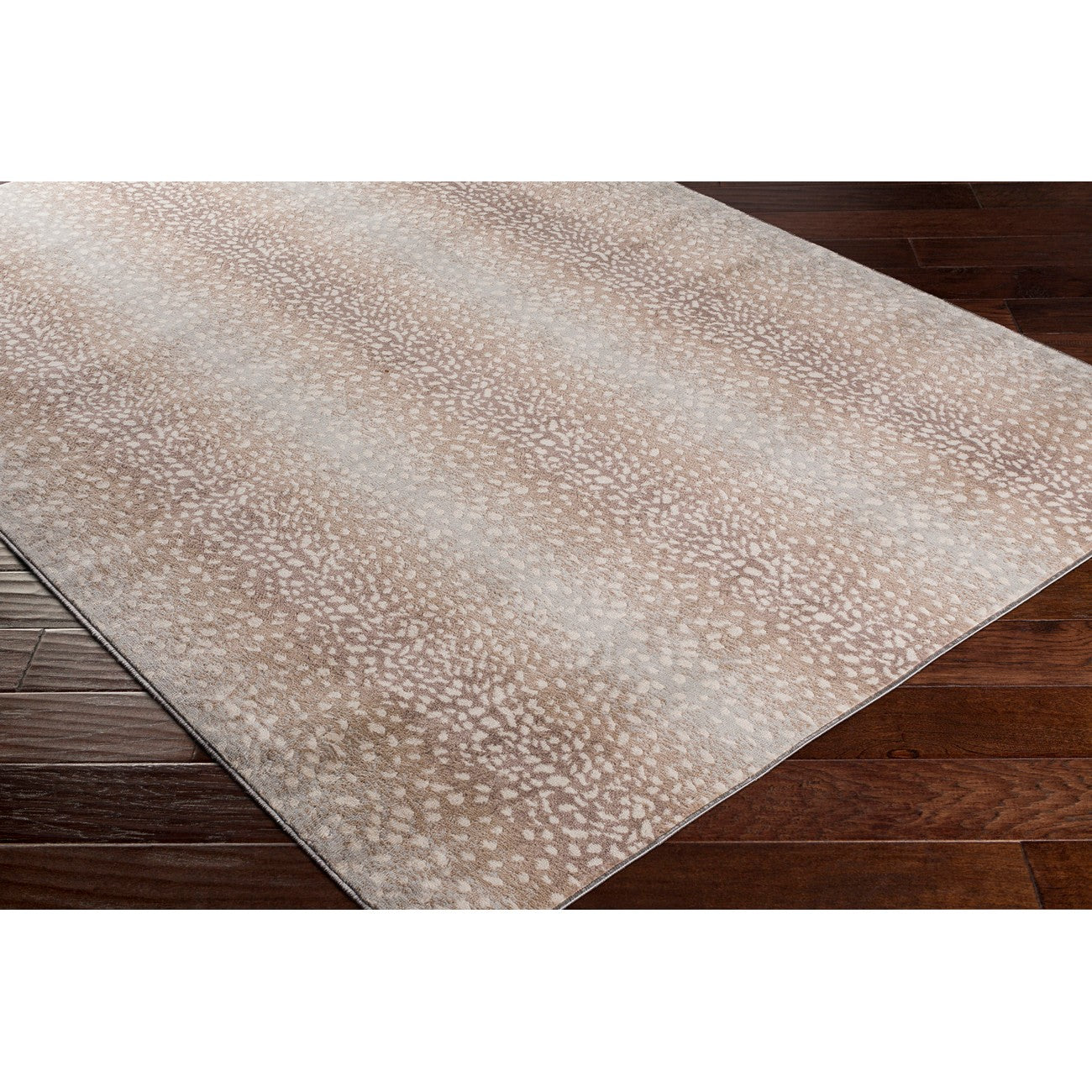 ZORINA Scandi Boho Tan Polka Dot Area Rug Corner