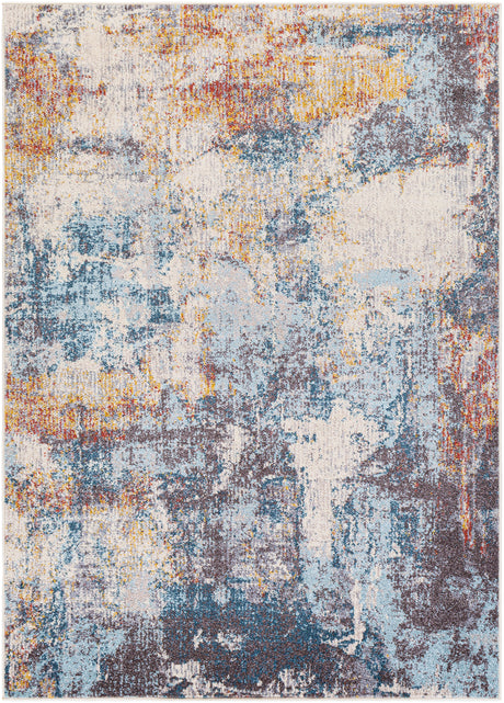 Valerie Abstract Modern Marble Dark Blue Rug - Image 1