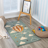 Monty Kids Modern Multicolour/Blue Bedroom Rug