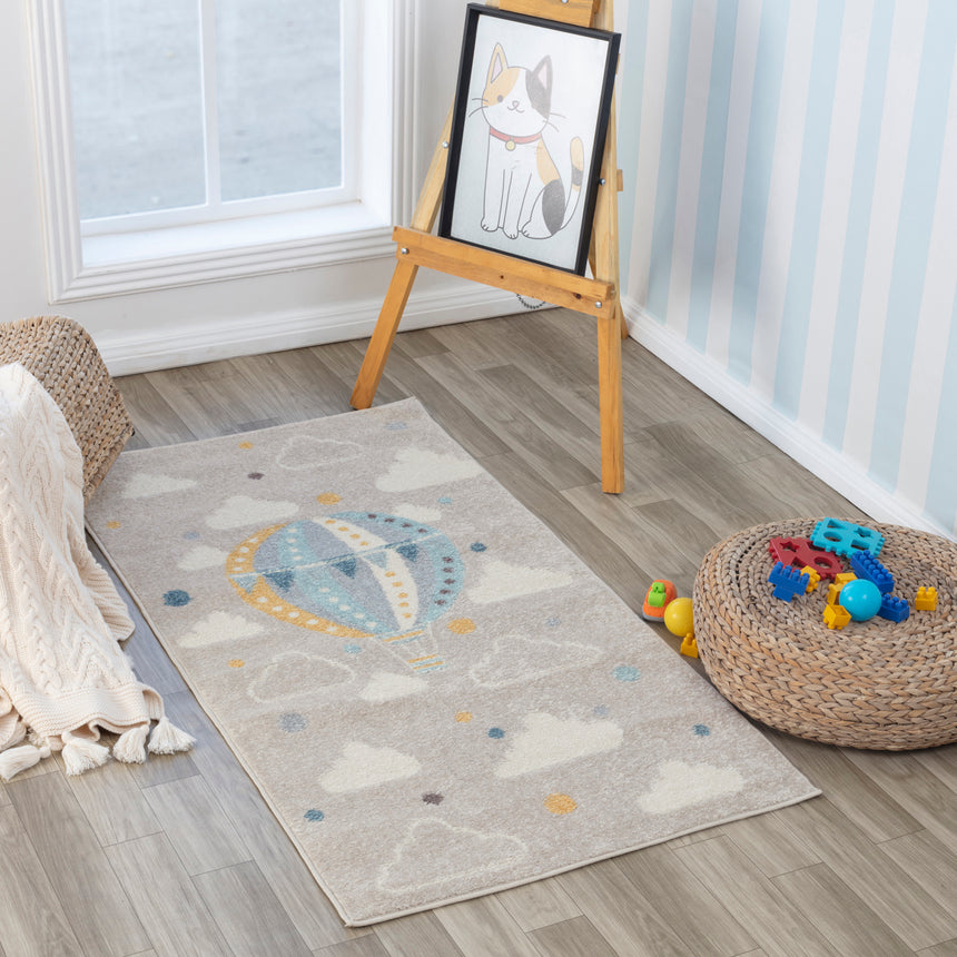 Monty Kids Modern Multicolour/Grey Bedroom Rug