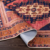 Valentina Machine Washable Traditionnal Boho Coral Rug