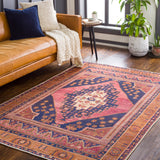 Valentina Machine Washable Traditionnal Boho Coral Rug