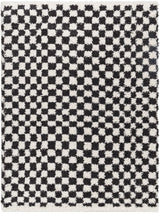 Kittu Shaggy Modern Plush Pile Dark Grey Checkered Rug