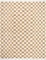 Kittu Shaggy Modern Plush Pile Saffron Checkered Rug