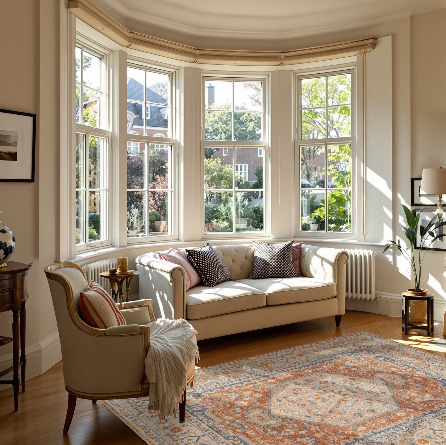 BOKA Machine Washable Traditional Boho Burnt Orange Area Rug