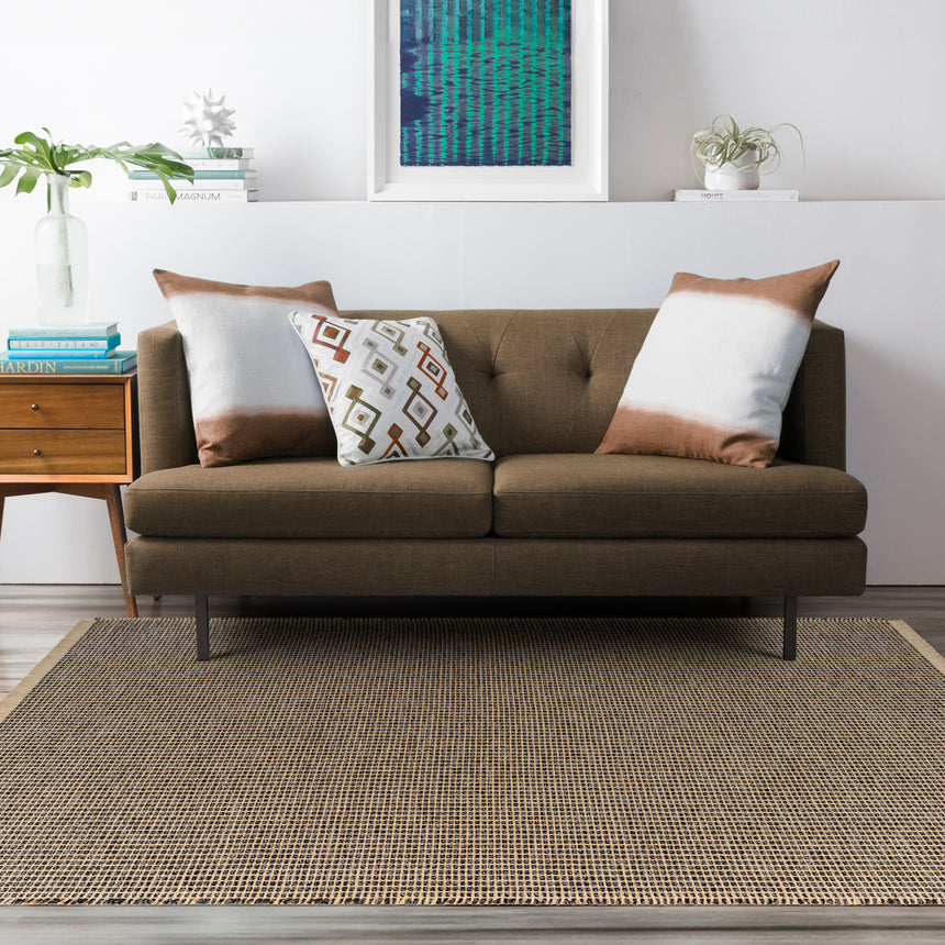Kimi Becki Owens x Livabliss Solid And Border Charcoal Jute Rug